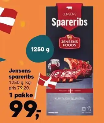 Kvickly Jensens spareribs 1250 g. tilbud