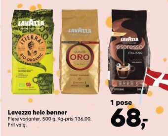 Kvickly Lavazza hele bønner tilbud