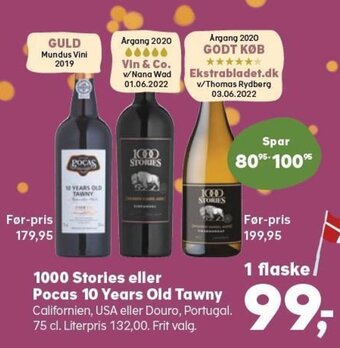 Kvickly 1000 Stories eller Pocas 10 Years Old Tawny tilbud