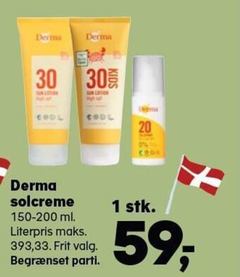 Kvickly Derma solcreme 150-200 ml tilbud