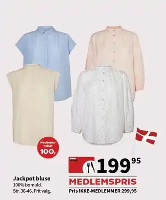 Kvickly Jackpot bluse 100% bomuld tilbud