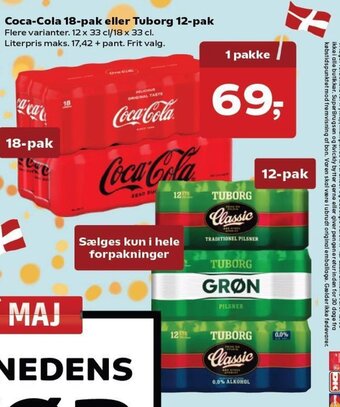 Kvickly Coca-Cola 18-pak eller Tuborg 12-pak tilbud