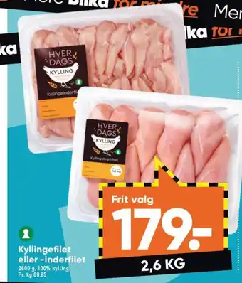 Bilka Kyllingefilet eller -inderfilet 2600 g tilbud