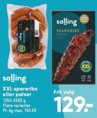 Bilka XXL spareribs eller pølser 1250-2500 g tilbud
