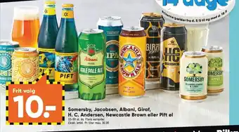 Bilka Somersby, Jacobsen, Albani, Giraf, H.C. Andersen, Newcastle Brown eller Pift øl tilbud