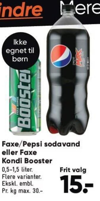 Bilka Faxe/Pepsi sodavand eller Faxe Kondi Booster tilbud