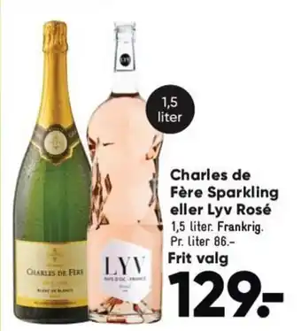 Bilka Charles de Fère Sparkling eller Lyv Rosé 1,5 liter tilbud