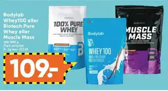 Bilka Muscle Mass Bodylab Whey100 eller Biotech Pure Whey eller tilbud