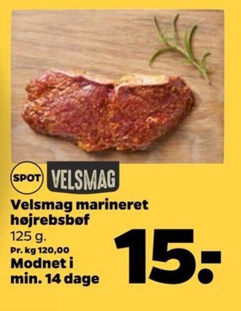 Netto Velsmag marineret højrebsbøf 125 g. tilbud