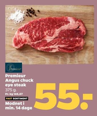 Netto Premieur Angus chuck eye steak 375 g. tilbud