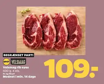 Netto Velsmag rib eyes 600 g. tilbud