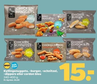Netto Kyllingenuggets, -burger, -schnitzel, -dippers eller cordon bleu tilbud