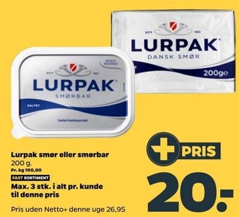 Netto Lurpak smør eller smørbar tilbud