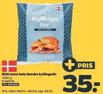 Netto Bistronne hele danske kyllingelår 1500 g. tilbud