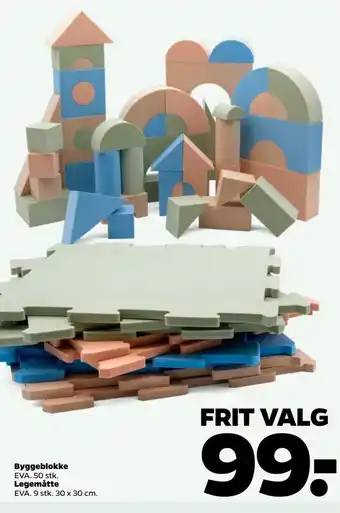 Netto Byggeblokke EVA. 50 stk. Legemåtte EVA. 9 stk. 30 x 30 cm. tilbud