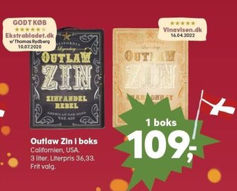 SuperBrugsen Outlaw Zin i boks tilbud