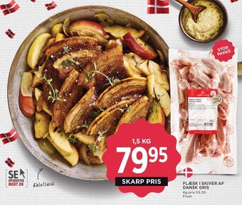MENY Flæsk i skiver af dansk gris tilbud