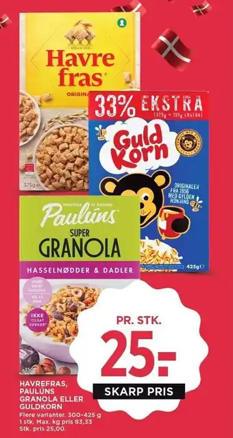 MENY Havrefras, pauluns granola el. guldkorn tilbud