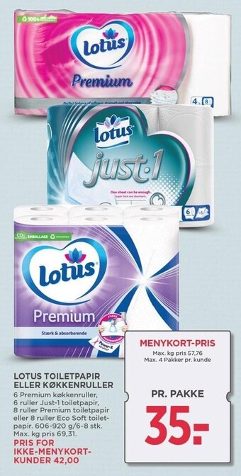 MENY Lotus toiletpapir eller køkkenruller tilbud