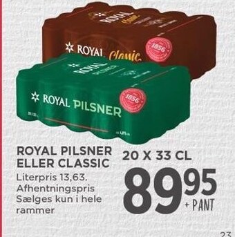 MENY Royal pilsner eller classic tilbud