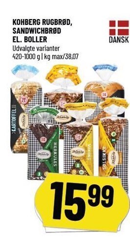 Løvbjerg Kohberg rugbrød, sandwichbrød el. boller tilbud