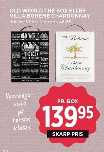 Old world the box eller villa boheme chardonnay