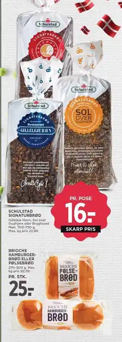 MENY Schulstad signaturbrød el. brioche hamburgerbrød el. pølsebrød tilbud