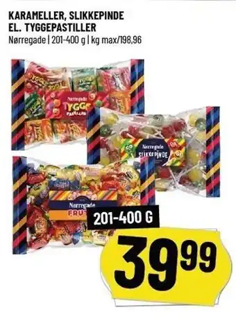 Løvbjerg Karameller, slikkepinde el. tyggepastiller tilbud