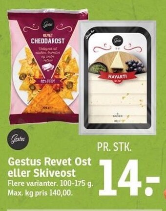SPAR Gestus revet ost eller skiveost tilbud