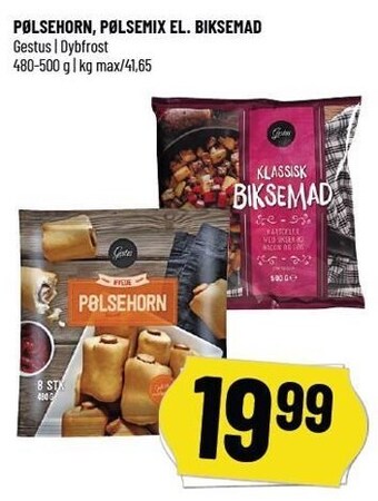 Løvbjerg Gestus pølsehorn , pølsemix el. biksemad tilbud