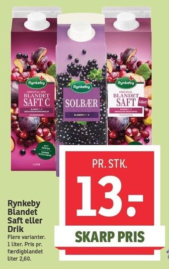SPAR Rynkeby blandet saft eller drik tilbud