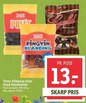 SPAR Toms slikpose el. guld karameller tilbud