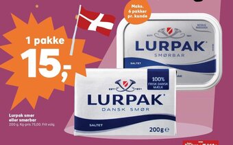 SuperBrugsen Lurpak smør eller smørbar 200 g. tilbud