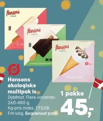 SuperBrugsen Hansens økologiske multipak is tilbud