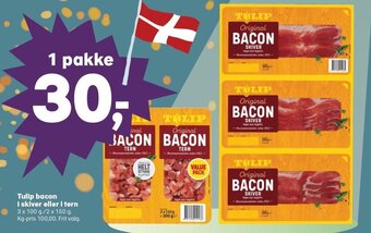 SuperBrugsen Tulip bacon i skiver eller i tern tilbud