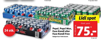 Lidl Pepsi, Pepsi Max, Faxe Kondi eller Faxe Kondi Free tilbud