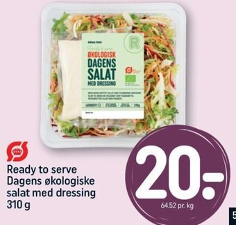 REMA 1000 Ready to serve Dagens økologiske salat med dressing 310 g tilbud