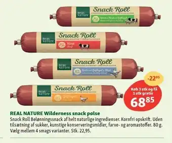 Maxi Zoo Real nature wilderness snack pølse 3- stk tilbud