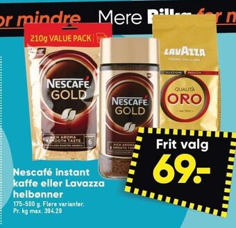 Bilka Nescafé instant kaffe eller lavazza helbønner tilbud