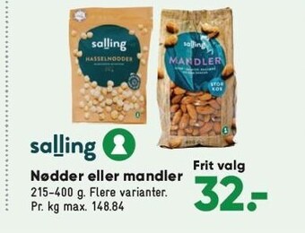 Bilka Salling nødder eller mandler tilbud