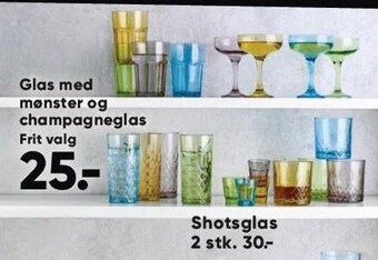 Bilka Glas m. mønster og champagneglas el. shotglas tilbud