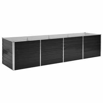 Hævet plantekasse 320x80x77 cm galvaniseret stål antracitgrå