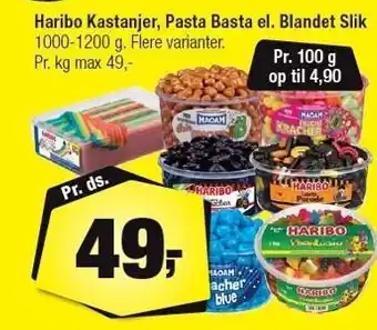 Calle Haribo kastanjer, pasta basta el. blandet slik tilbud