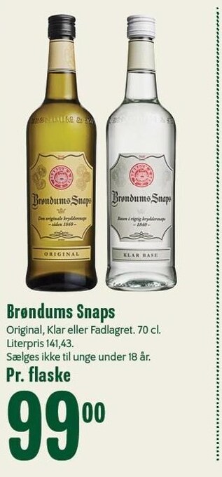 Min Købmand Brøndums snaps tilbud