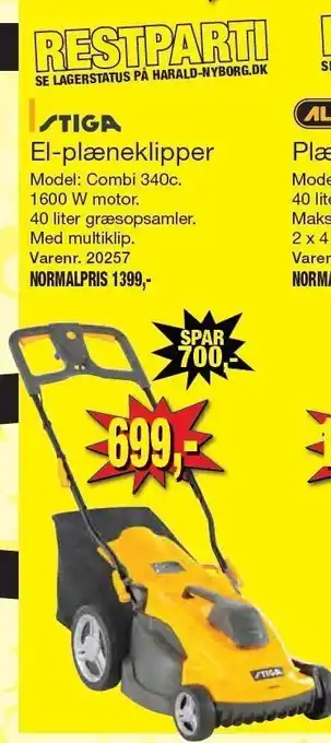 Harald Nyborg Stiga el-plæneklipper tilbud