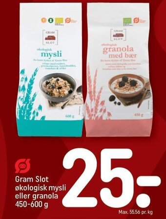 REMA 1000 Gram Slot økologisk mysli eller granola 450-600 g tilbud