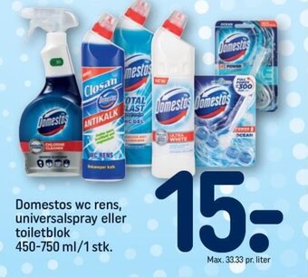 REMA 1000 Domestos wc rens, universalspray eller toiletblok 450-750 ml/1 stk. tilbud
