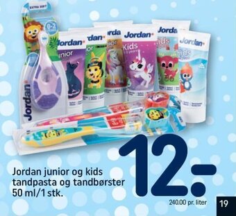 Jordan junior og kids tandpasta og tandbørster 50 ml/1 stk.