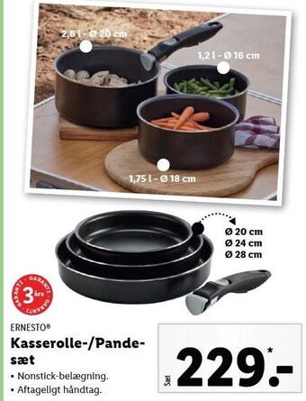 Lidl Ernesto kasserolle-/pandesæt tilbud