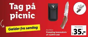 Lidl Rocktrail camping lommekniv af rustfrit stål tilbud